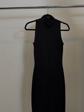 Black Sleeveless Turtleneck Dress